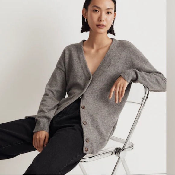 Madewell Sweaters - Madewell size S relaxed gray v-neck merino wool blend cardigan sweater